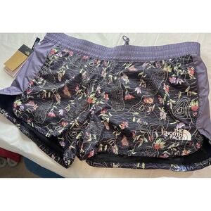 Women's The North Face Hydrenaline Windwall Purple Floral Shorts‎ - Size XL-NWT